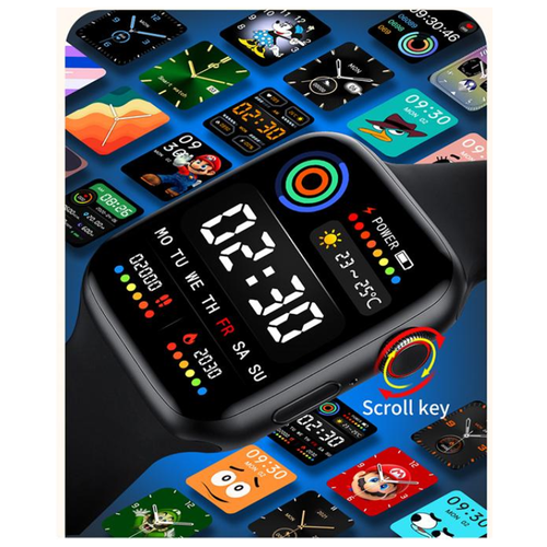 фото Умные часы smart watch m16 plus+ 2021 44мм, (черный) с полноразмерным экраном и активным колесиком