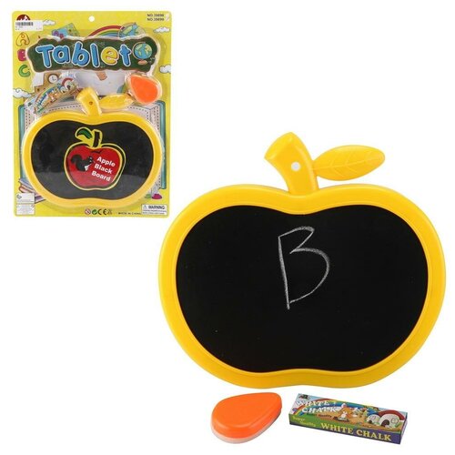 фото Доска меловая "яблоко" с губкой стирателем, два цвета в ассортименте junfa toys