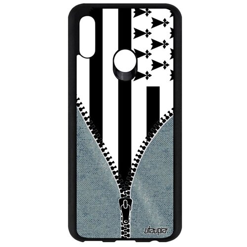 фото Яркий чехол на смартфон // huawei p smart 2019 // "флаг бретани на молнии" государственный дизайн, utaupia, серый