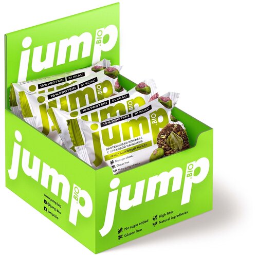 фото Протеиновые конфеты jump "фисташковый мусс", с нежной ореховой начинкой, (8 шт.). протеиновые фитнес-батончики