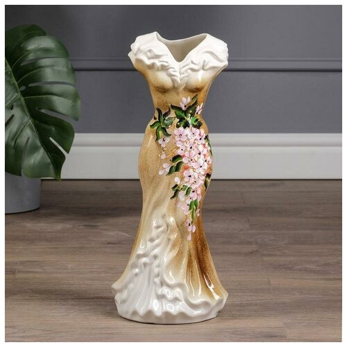 фото Керамика ручной работы ваза напольная "платье", цветы, 45 см, микс, керамика