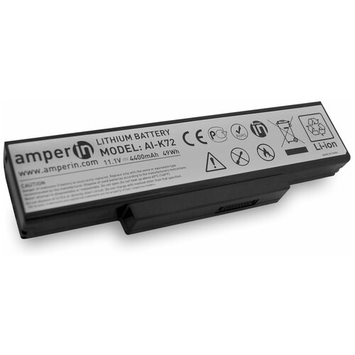 фото Аккумуляторная батарея amperin для ноутбука asus k73br (4400mah)
