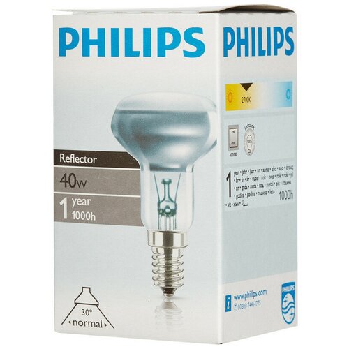 фото Электрическая лампа philips рефлект. r50 40w e14 30d (30) 3 штуки
