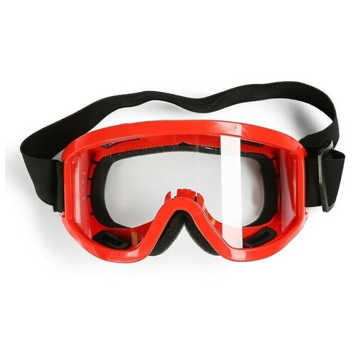 фото Очки-маска для езды на мототехнике, стекло прозрачное, цвет красный yandex market