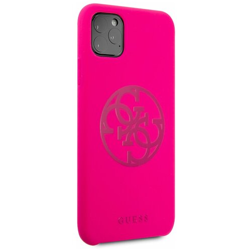 фото Чехол guess для iphone 11 pro max silicone collection 4g logo hard fuschia