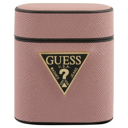 фото Guess чехол guess saffiano pu leather case with metal logo для airpods, розовый