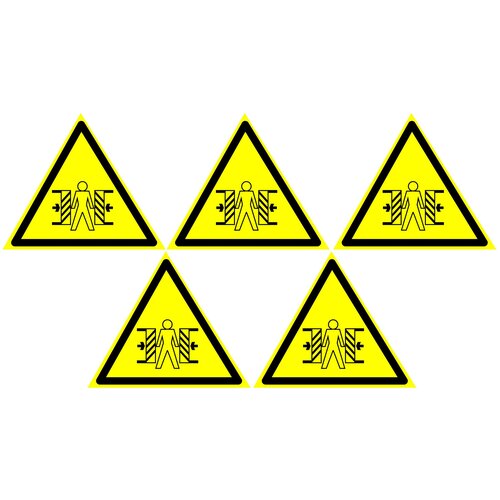 фото Предупреждающие знаки. w 23 внимание опасность зажима гост 12.4.026-2015. размер 150х150 мм. 5 шт. мега принт