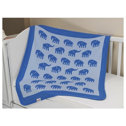 фото Плед-покрывало вязаный "слоны" (цвет: голубой) sansli