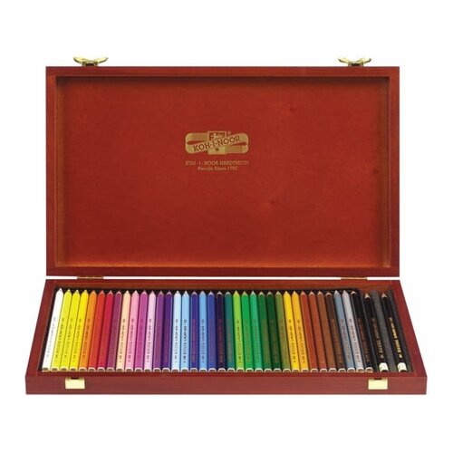 фото Карандаши цветные koh-i-noor "polycolor", 36 цветов, грифель 3,8 мм, заточенные, деревянный ящик, 3895036001dk, 1 шт.