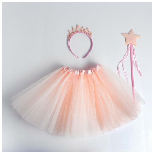 фото Карнавальный набор принцесса, ободок, жезл, юбка, цвет светло-розовый 5010808 . сима-ленд