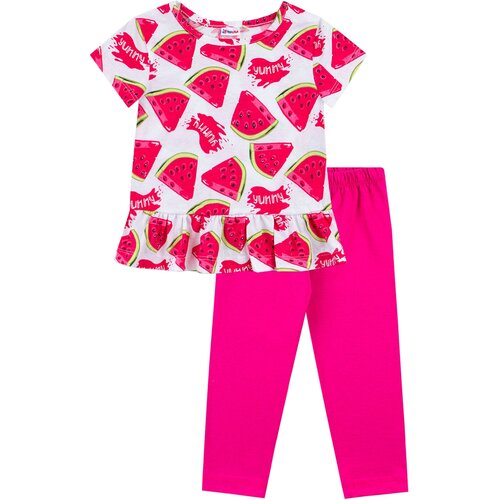 фото Комплект одежды youlala для девочек, блуза и бриджи, повседневный стиль, размер 86, розовый