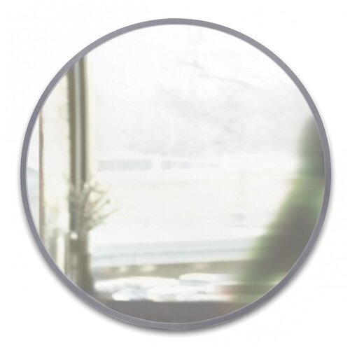 фото Зеркало настенное круглое hub диаметр 91 см, цвет серый, материал резина + зеркальное полотно, umbra, 358370-918