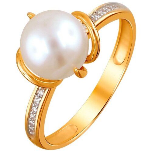 фото Эстет кольцо с жемчугом и фианитами из красного золота 01к3112015р-1, размер 17