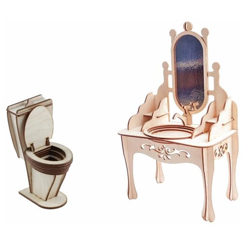 фото Сборная модель большой слон набор мебели туалетная комната мечта (м-009)