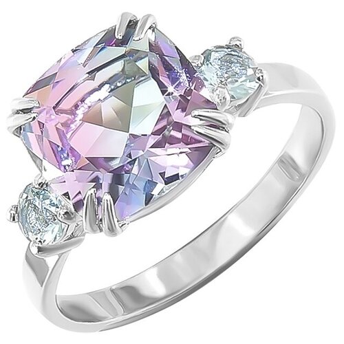 фото Pokrovsky серебряное кольцо с ювелирным стеклом розово-голубым и голубым кварцем синтетическим 1100883-30355, размер 18