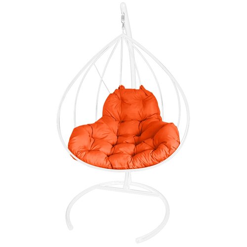 фото Подвесное кресло m- group xl без ротанга белое , оранжевая подушка m-group