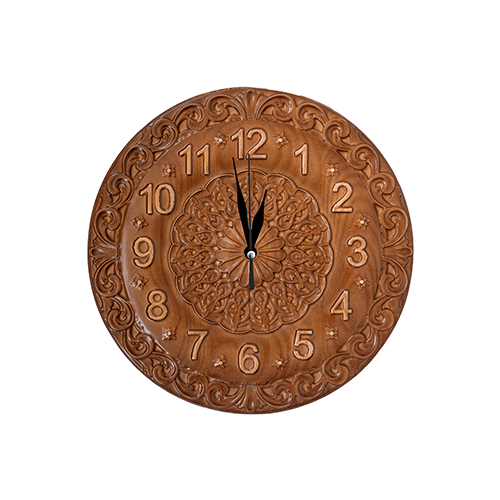 фото Часы настенные из бука с растительным орнаментом классика модель с ро к. 01п темный орех, 300*300*20мм ооо мвс