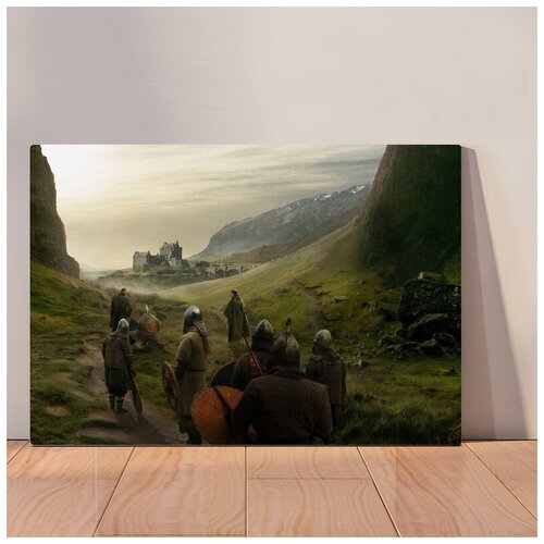 фото Картина замок на горе, 50x67 см, картина на холсте на деревянном подрамнике с настенным креплением вау холст