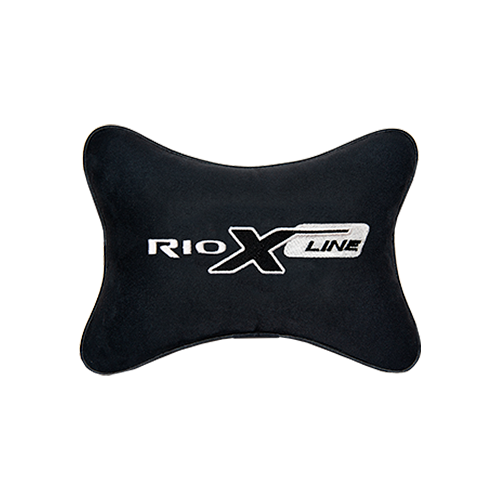 фото Подушка на подголовник алькантара black с логотипом автомобиля kia rio x-line vital technologies