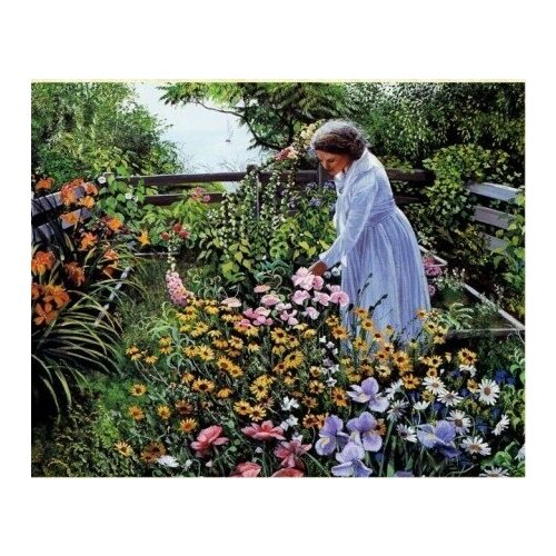 фото Набор для вышивания бисером "цветущий сад", 27x35 см рыжий кот