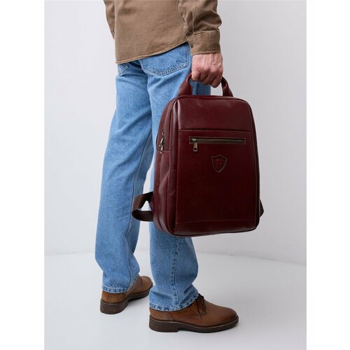 фото Рюкзак мессенджер franchesco mariscotti удобный качественный рюкзак на все случаи жизни .удобный на работу , в офис и на прогулку вечером, в поездку. унисекс. 132207, фактура гладкая, коричневый