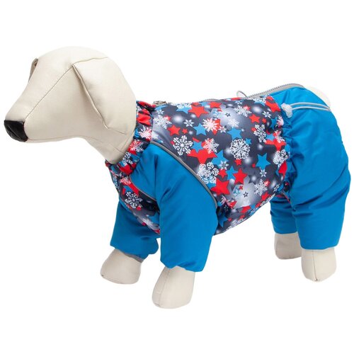 фото Osso fashion комбинезон для собак маленьких пород на синтепоне снежинка синий/красный для мальчиков (35)