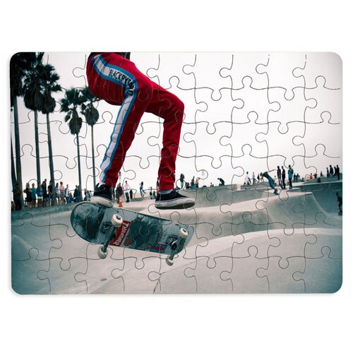 фото Пазлы coolpodarok скейтборд скейтер прыжок красные штаны 13х18см 63 эл. магнитный