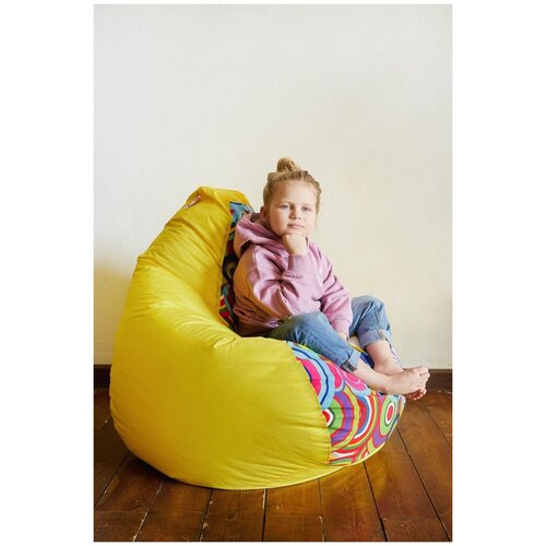 фото Бескаркасное кресло loftyhome груша xxxl оксфорд/велюр желтый