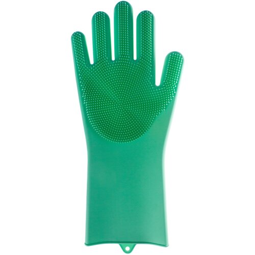 фото Хозяйственная универсальная силиконовая перчатка proffi kitchen pkt0152 с ворсинками, размер м