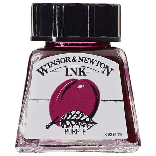 фото Тушь для рисования winsor&newton пурпурный, стеклянный флакон, 14 мл (1005542) winsor & newton