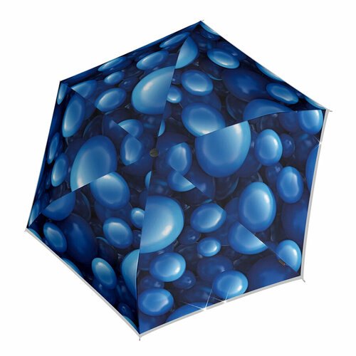 фото Зонт knirps, механика, 3 сложения, купол 90 см., 6 спиц, со светоотражающими элементами, голубой, синий