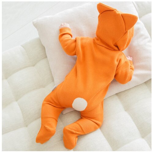 фото Комбинезон детский amarobaby pure love forest, оранжевый, вязаный, демисезонный, размер 56