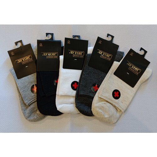 фото Мужские носки ромашки, 5 пар, размер 41-47, серый, черный