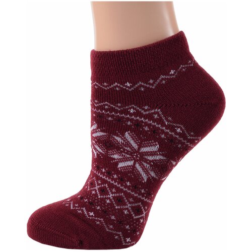 фото Женские носки из полушерсти grinston socks (pingons) бордовые, размер 23