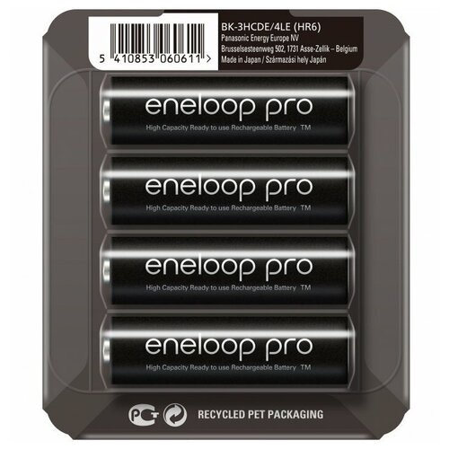 фото Аккумулятор panasonic eneloop pro (bk-3hcde/4le), аа, 2500mah, 4шт блистер