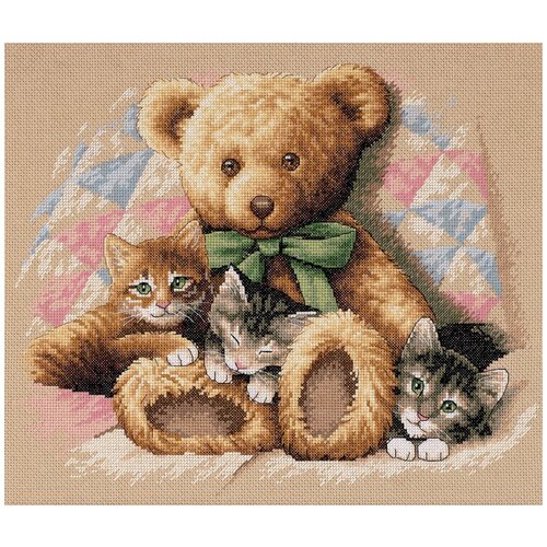 фото Набор для вышивания крестом dimensions "мишка и котята", 36x30 см, арт. 35236