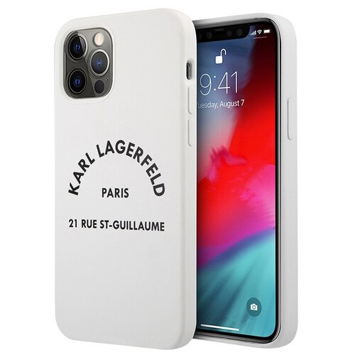 фото Чехол karl lagerfeld liquid silicone rsg logo hard для iphone 12 pro max, белый