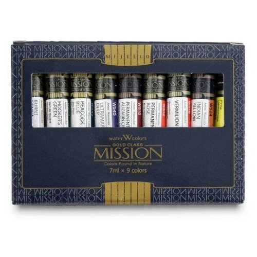 фото Mijello набор акварели в тюбиках "mission gold", 7мл 9цв.