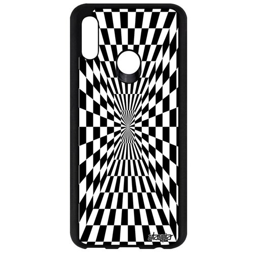 фото Ударопрочный чехол для мобильного // huawei p smart 2019 // "иллюзия шахмат" зеркало графический, utaupia, черный