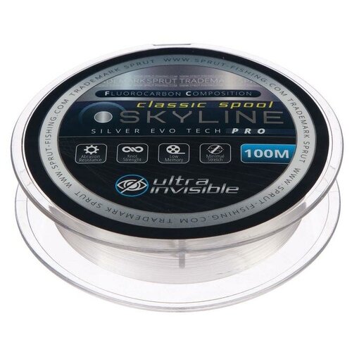 фото Леска sprut skyline fluorocarbon composition evotech classic silver 0,185 мм, 100 м mikimarket