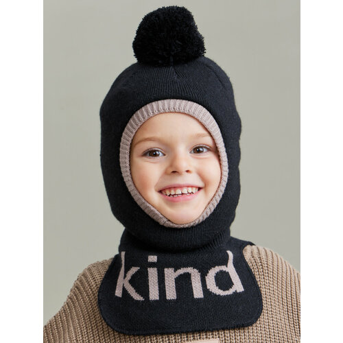 фото Балаклава шлем happy baby зимняя, размер 52-54, бежевый, черный