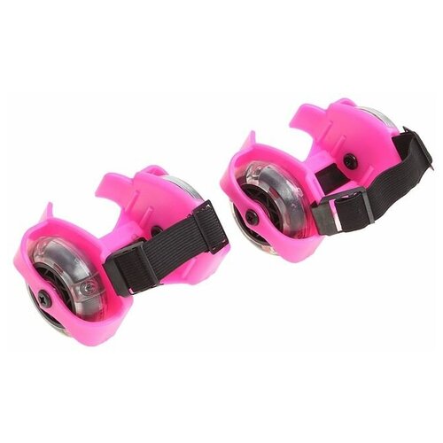 фото Ролики для обуви раздвижные мини, колёса световые рvc d=70 мм, ширина 6-10 см, до 70 кг, цвет розовый onlitop