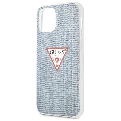 фото Guess для iphone 12/12 pro (6.1) чехол pc/tpu denim triangle logo dark blue