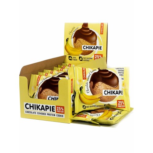 фото Протеиновый батончик chikalab chikapie 9 x 60 г, банан в шоколаде