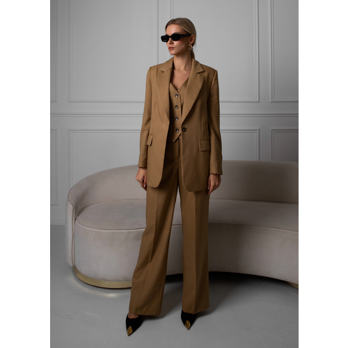 фото Брюки палаццо lenes brand, размер 46, бежевый