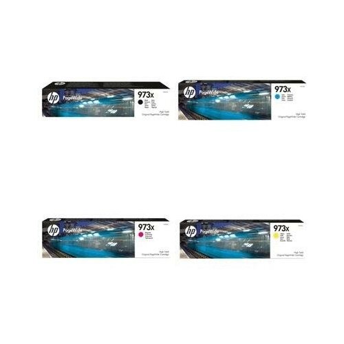 фото Hp f6t83ae-f6t82ae-f6t81ae-l0s07ae картриджи комплектом 973x полный набор повышенной емкости cmyk:7k, bk:10k стр. [выгода 3%] для pagewide 452dw 452, 477dw 477