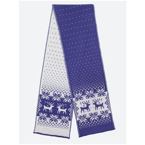 фото Шарф новогодний, бело-голубой, шарф с оленем, подарок на новый год vinterr plus