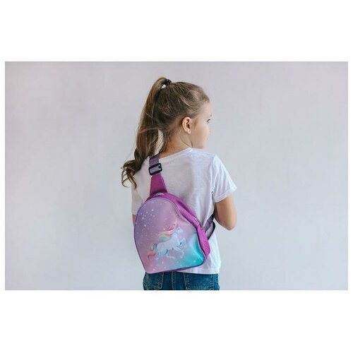 фото Рюкзак детский через плечо, отдел на молнии, цвет фиолетовый, «единорог нет бренда
