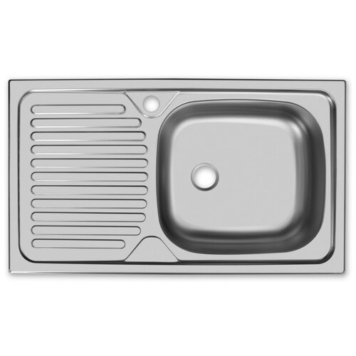 фото "мойка кухонная из нержавеющей стали ukinox сlassic clm760r, крыло левое, 760х435х140 0,5 мм / раковина для кухни"