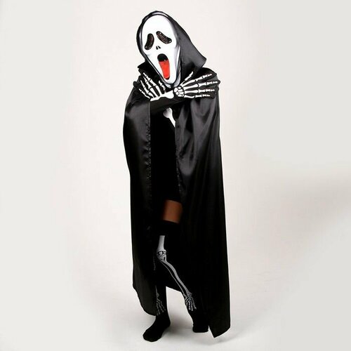 фото Карнавальный костюм "хэллоуин чёрный", плащ 120 см, маска, гольфы, перчатки / 9754689 страна карнавалия